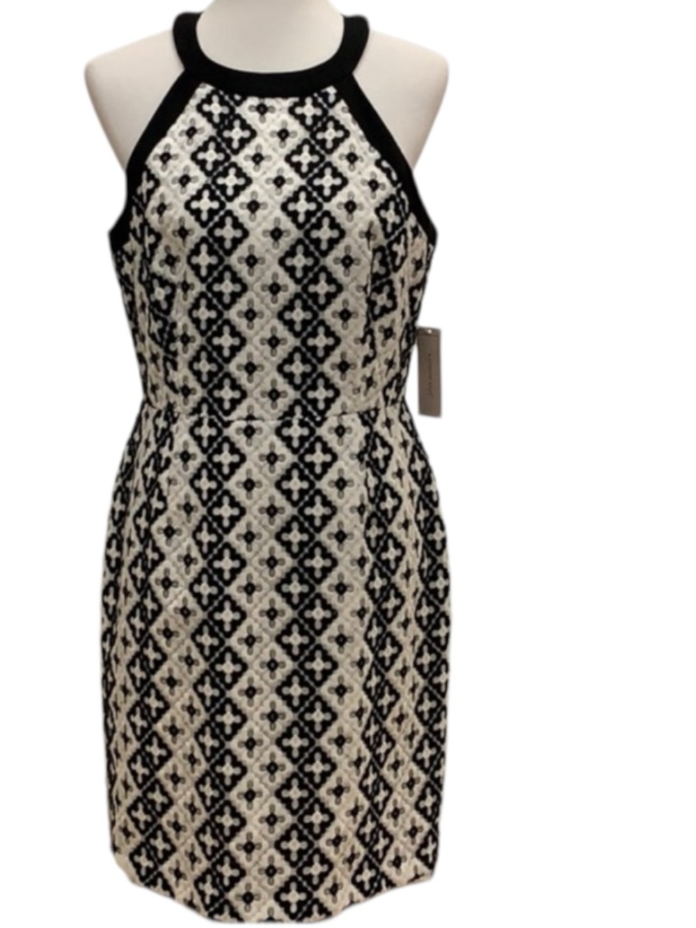 Katherine Kelly Sasha Dress NWT Black White Floral Sheath Cocktail Dress 10